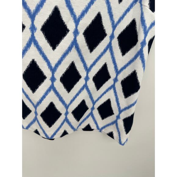 Talbots Women Black Blue Printed TankBlouse Thick Material Size MP Office Career - Picture 3 of 9